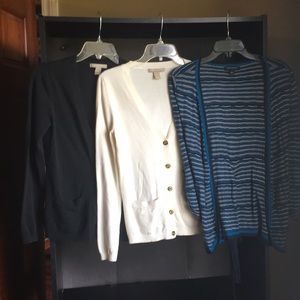 3 banana republic cardigans, 2 winter, 1 spring